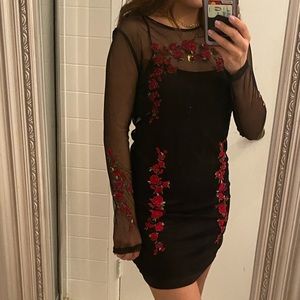 Sheer Floral black dress